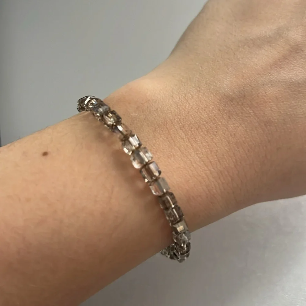 Alex and Ani Silver Gray Translucent Beaded Bangle Bracelet
